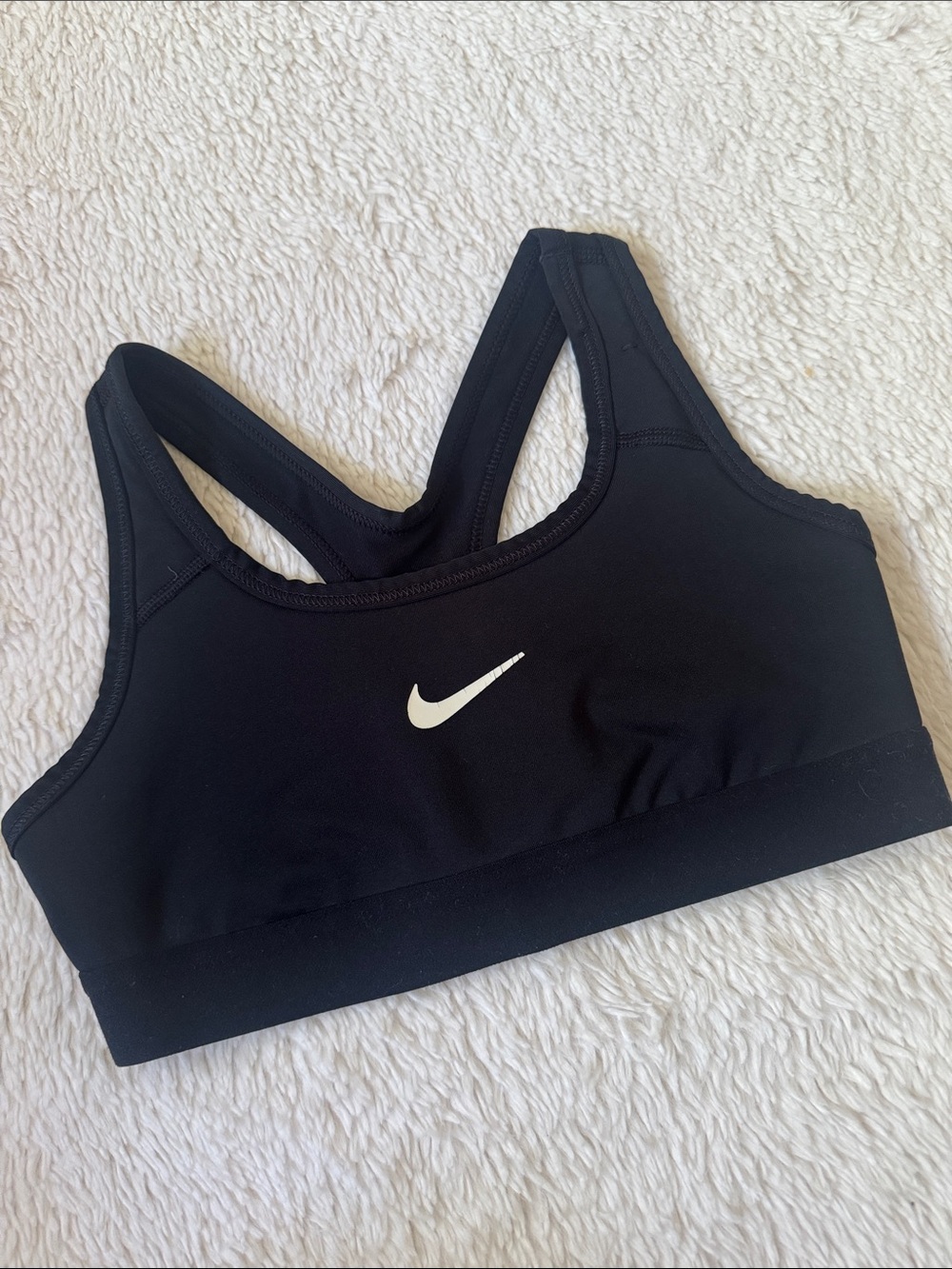 Nike Black Sports Bra with White Swoosh - Racerback Support